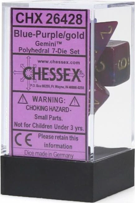 Gemini Blue-Purple/gold Polyhedral 7-Die Set - Image 3