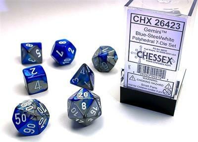 Gemini Blue-Steel/white Polyhedral 7-Die Set - Image 2