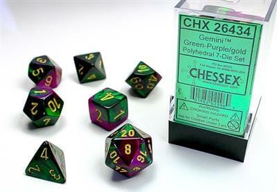 Gemini Green-Purple/gold Polyhedral 7-Die Set - Image 3