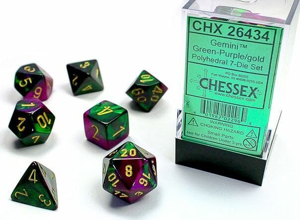 Gemini Green-Purple/gold Polyhedral 7-Die Set - Image 4