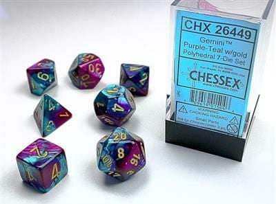 Gemini Purple-Teal/gold Polyhedral 7-Die Set - Image 3