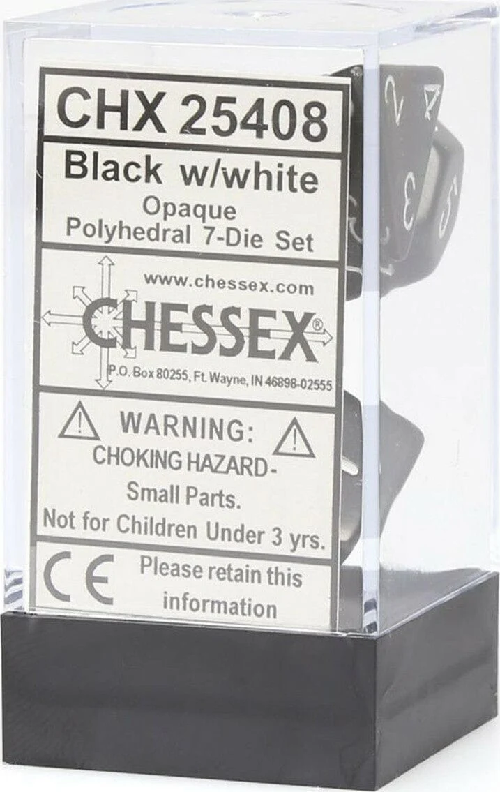 Opaque Polyhedral Black/white 7-Die Set - Image 2