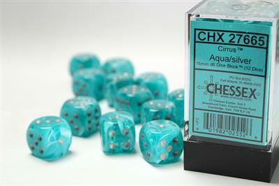 Cirrus® 16mm D6 Aqua/silver Dice Block™ (12 dice) - Image 2