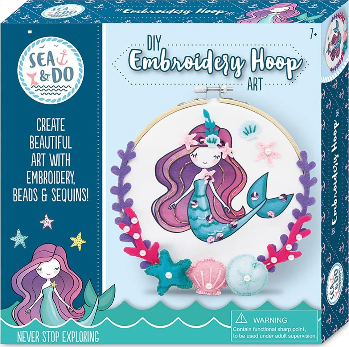 Sea  Do Diy Embroidery Hoop Art Tween Craft Kit - Image 5