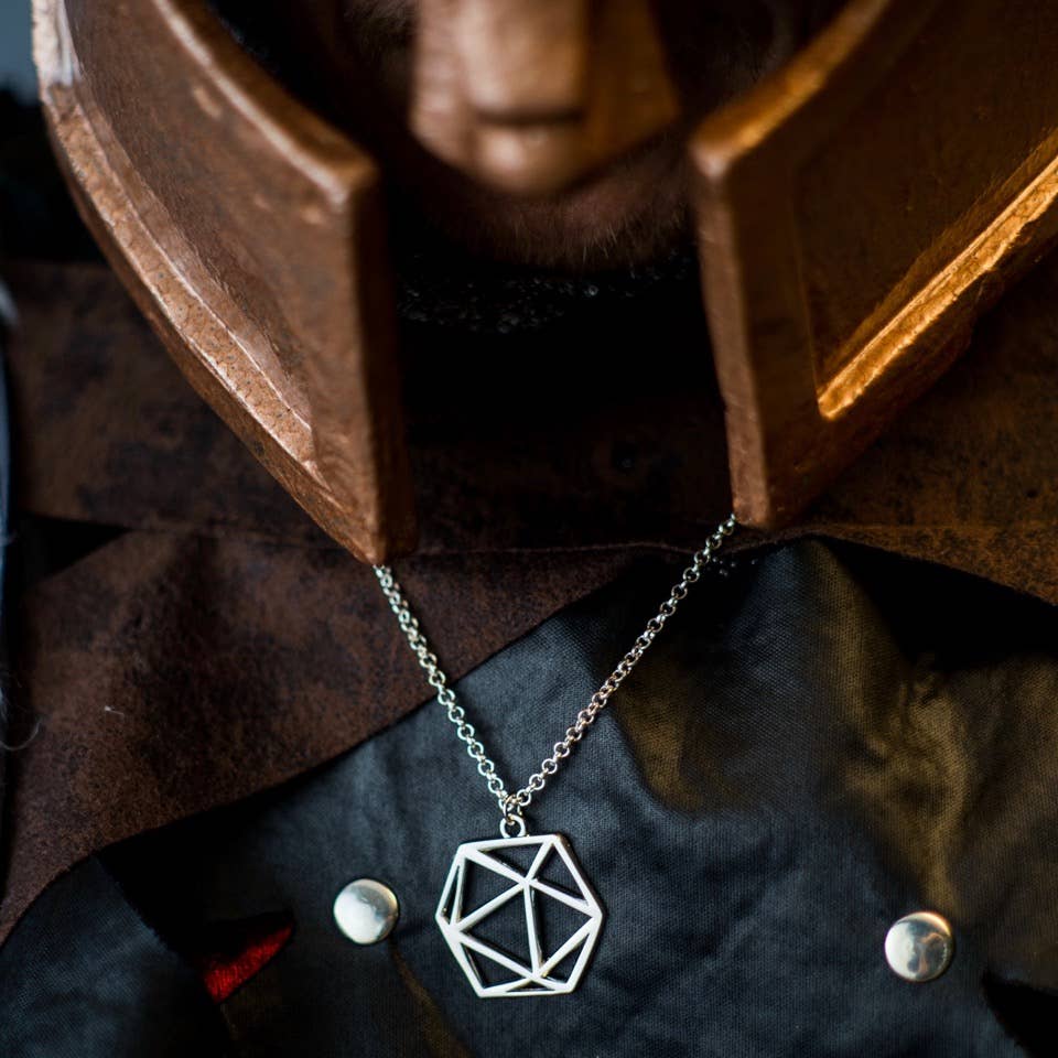 D20 Dice Pendant - Silver - Twenty Sided D&D - Image 2