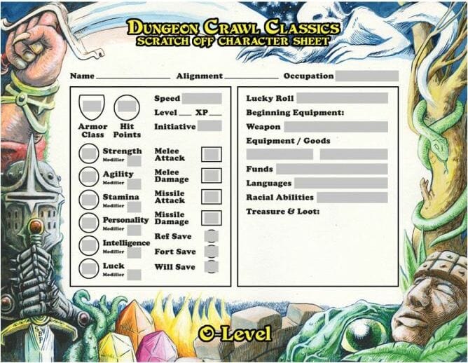 DCC RPG 0-Level Scratch Off Character Sheets - Image 3