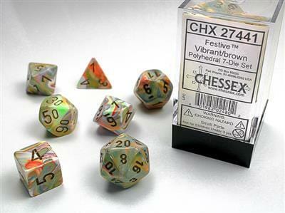 Festive Vibrant/brown Polyhedral 7-Die Set - Image 5