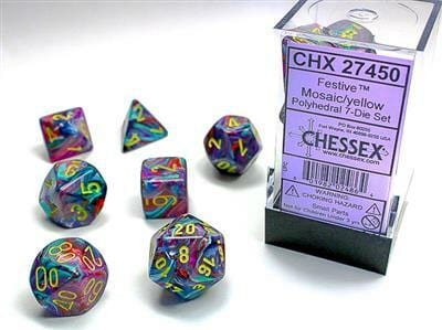 Festive Mosaic/yellow Polyhedral 7-Die Set - Image 3