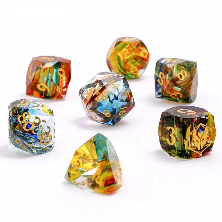 Dragon’s Hoard Luster Cut Dice Set - Rainbow Glass