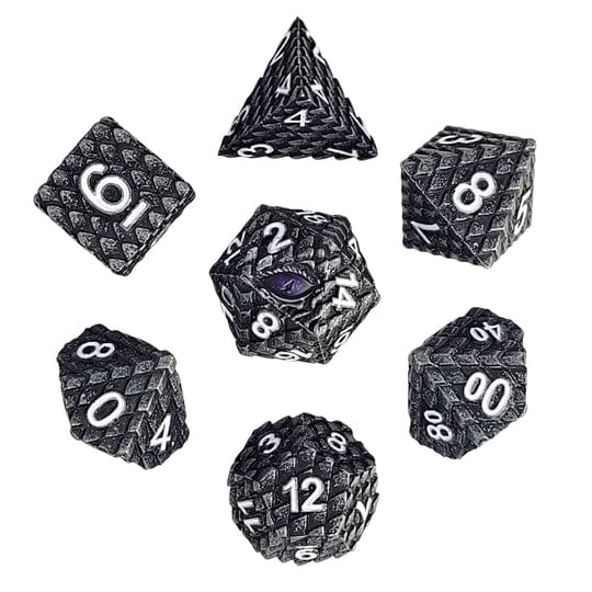 Dragon's Gaze Silver Metal RPG Dice Set - Image 2