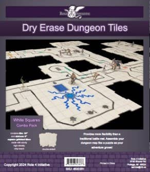 Dry Erase Dungeon Tiles, various colors, shapes, and sizes