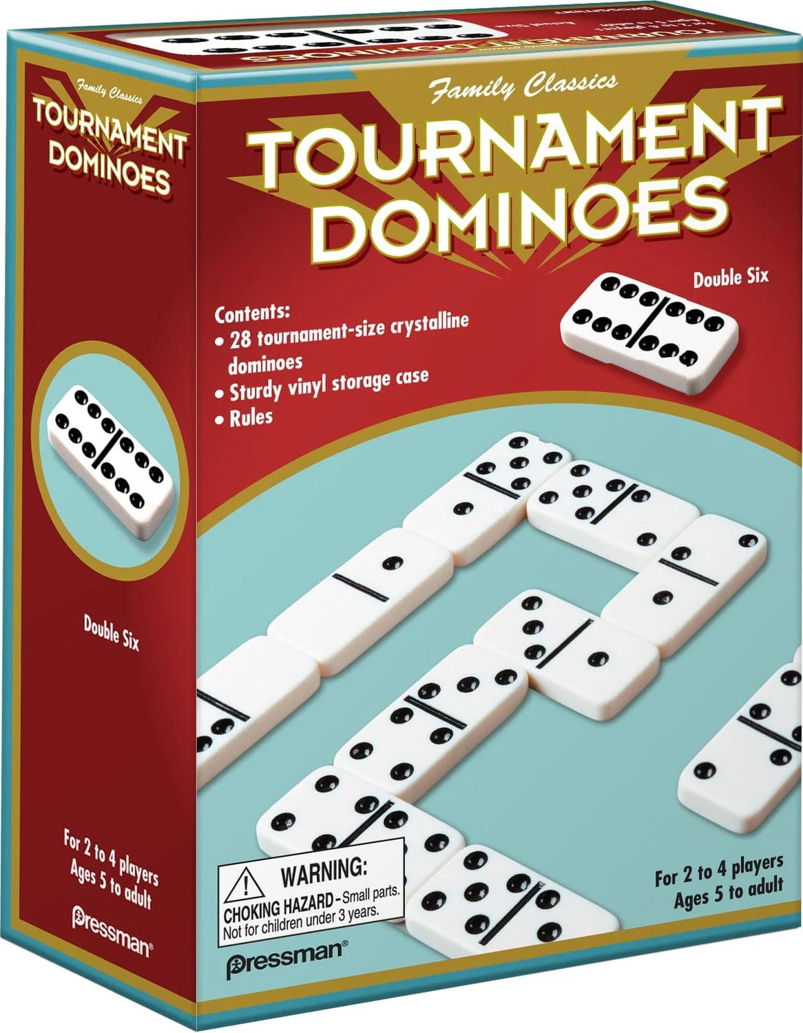 Family Classics Tournament Dominoes - Double Six Crystalline Tiles in Storage Case by Pressman , 5" - Image 3