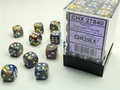 Festive Carousel/white 12mm d6 Dice Block (36 dice) - Image 2