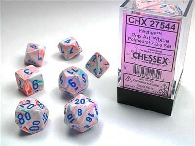 Festive Pop Art/blue Polyhedral 7-Die Set - Image 2