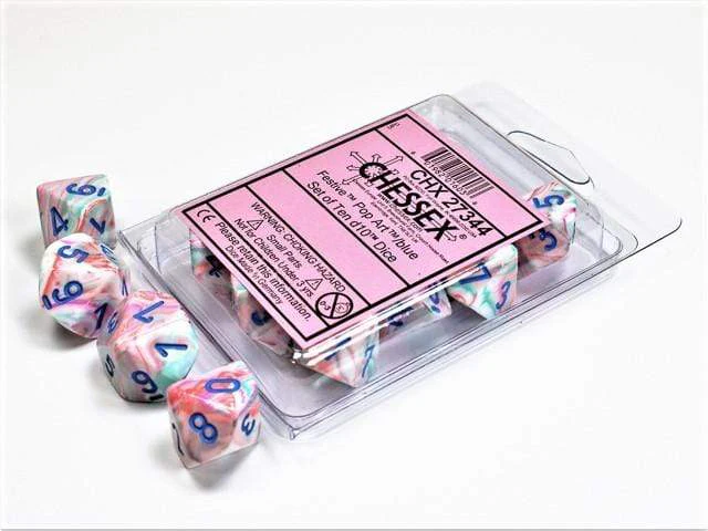 Festive Pop Art Blue d10 set
