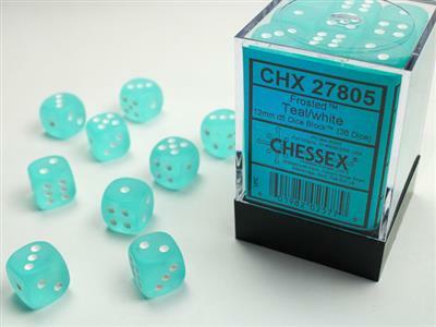 Frosted™ 12mm D6 Teal/white Dice Block™ (36 dice) - Image 4
