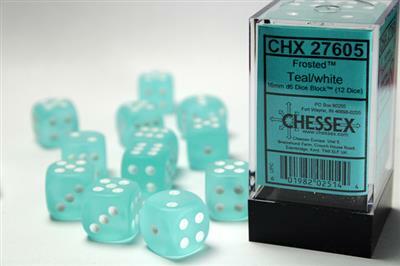 Frosted™ 16mm D6 Teal/white Dice Block™ (12 dice) - Image 4