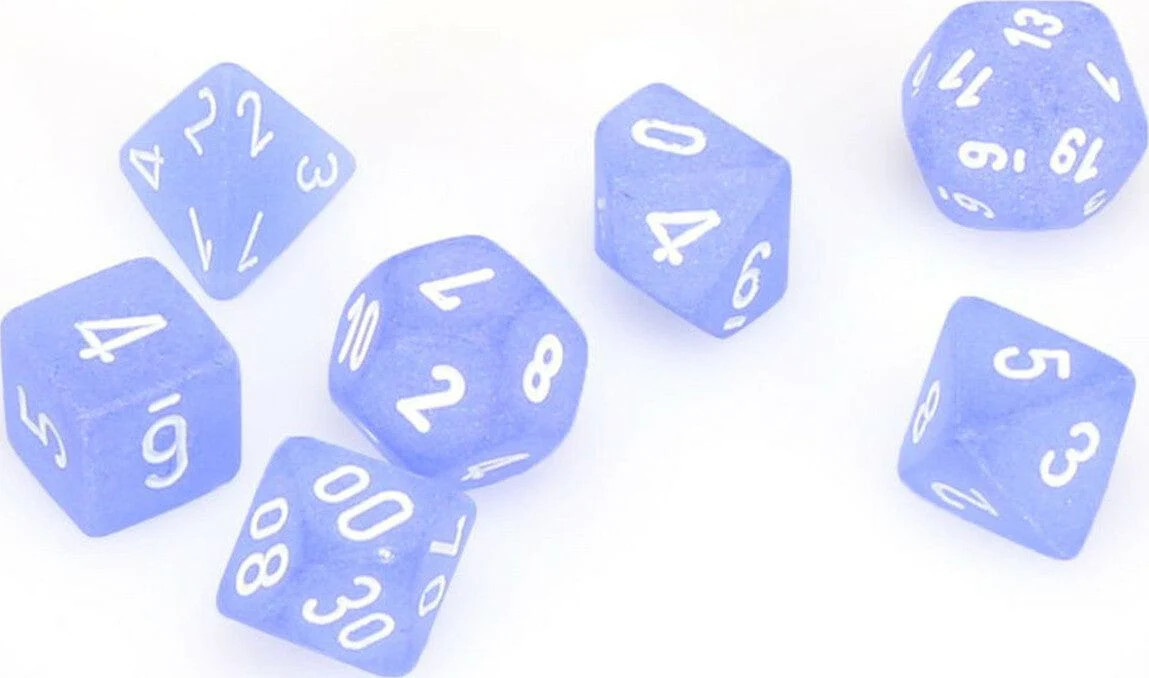Frosted Blue/white Polyhedral 7-Die Set - Image 3