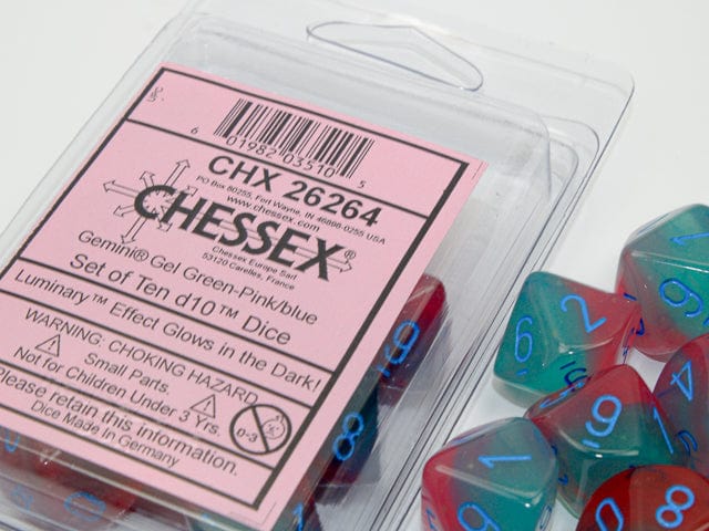 Gemini Gel Green-Pink/Blue D10 Set Dice - Image 2