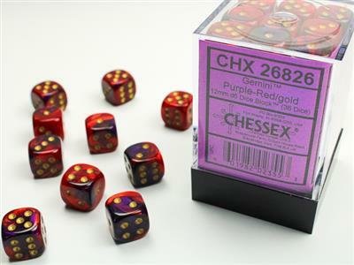 Gemini® 12mm D6 Purple-Red/gold Dice Block™ (36 dice) - Image 2