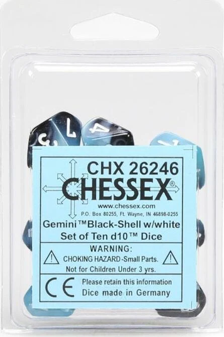 Gemini Black Shell White d10 set - Image 2