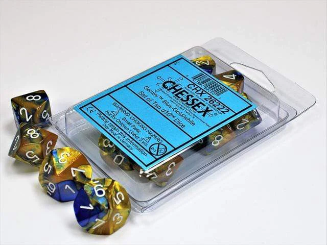 Gemini Blue Gold White d10 set