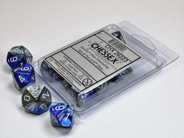 Gemini Blue Steel White d10 set