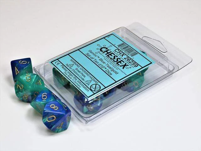 Gemini Blue Teal Gold d10 set