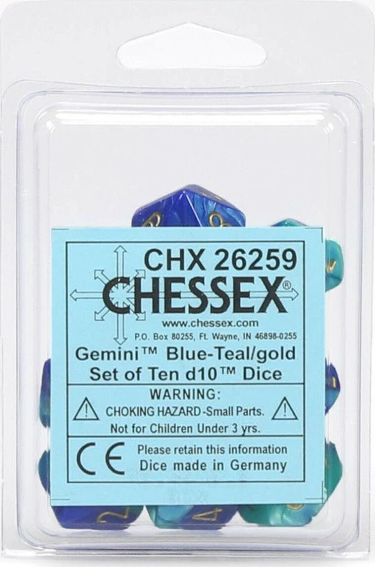 Gemini Blue Teal Gold d10 set - Image 2