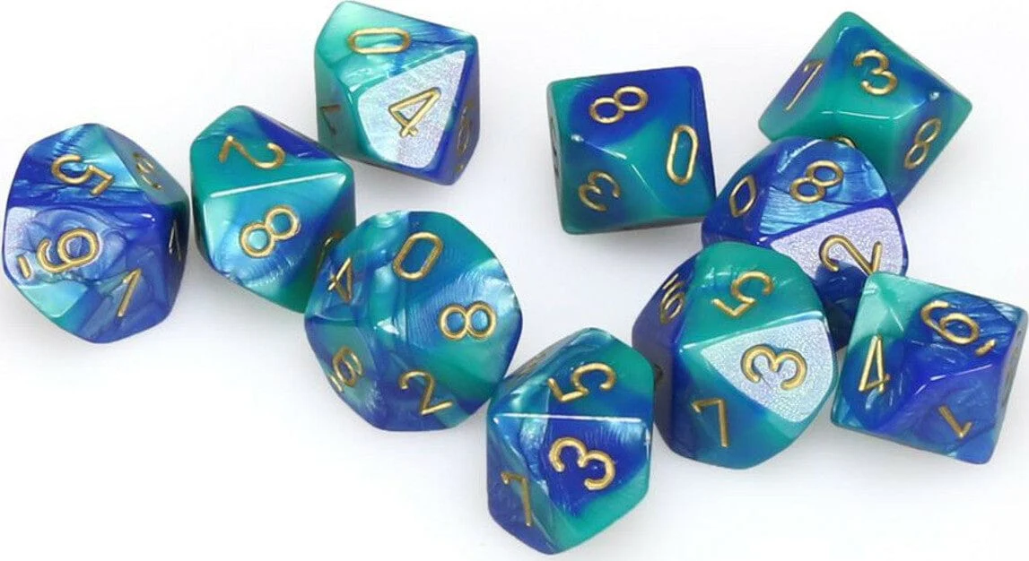 Gemini Blue Teal Gold d10 set - Image 3
