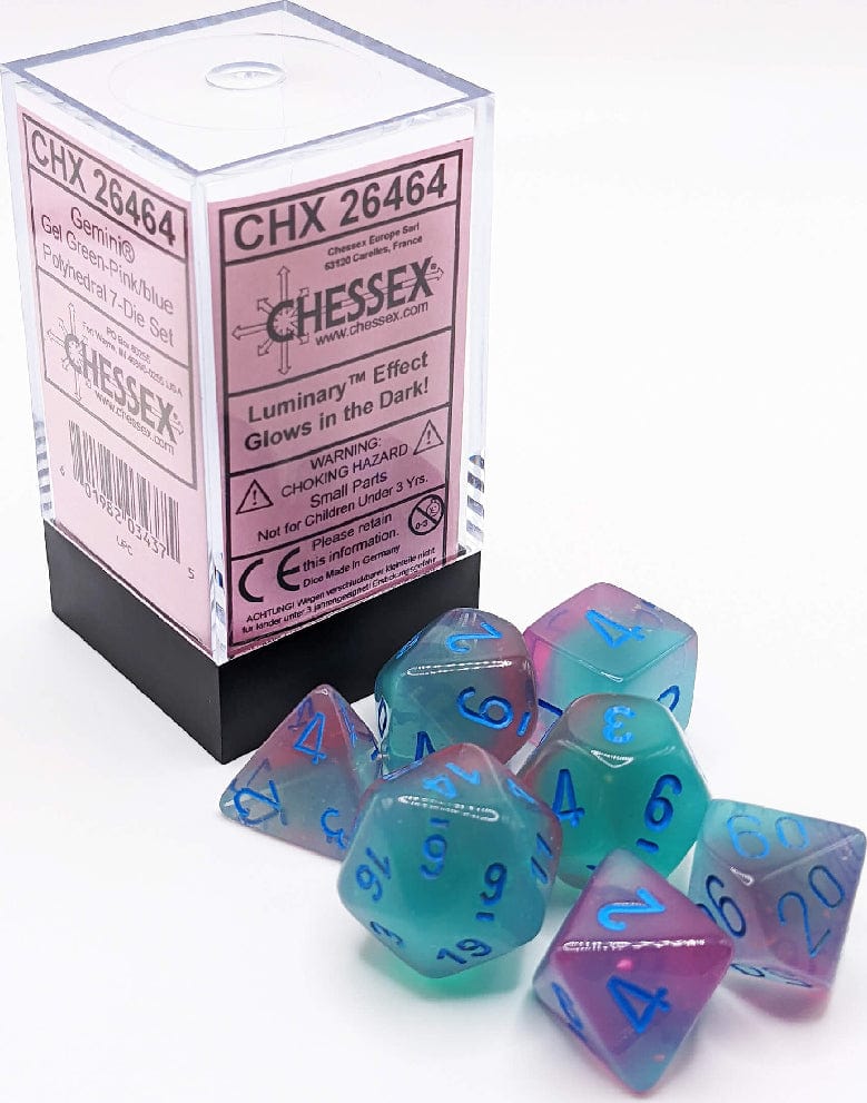 Gemini Gel Green-Pink/blue Luminary Polyhedral 7-Die Set - Image 4