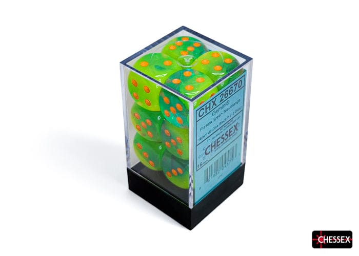 Gemini Plasma Green-Teal/orange Luminary d6 Dice Block (12 Dice) - Image 2