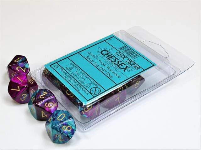 Gemini Purple Teal Gold d10 set