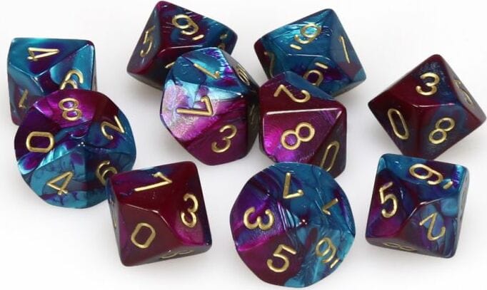 Gemini Purple Teal Gold d10 set - Image 3
