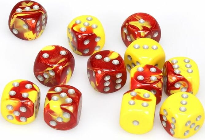 Gemini® 16mm D6 Red-Yellow/silver Dice Block™ (12 dice) - Image 5