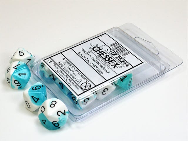 Gemini Teal White Black d10 set - Image 2