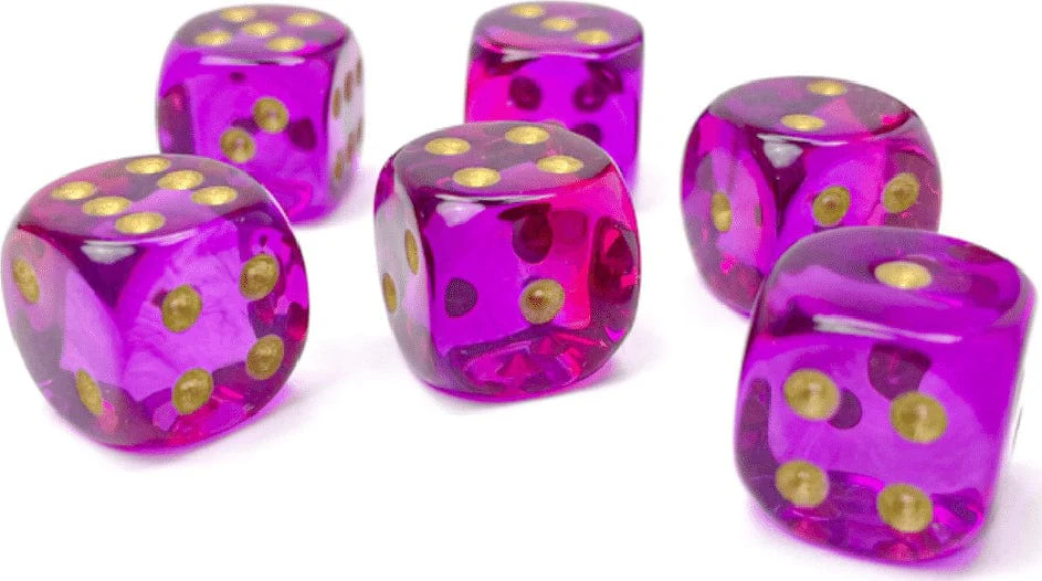 Gemini Translucent Red-Violet/gold Polyhedral 7-Die Set - Image 3