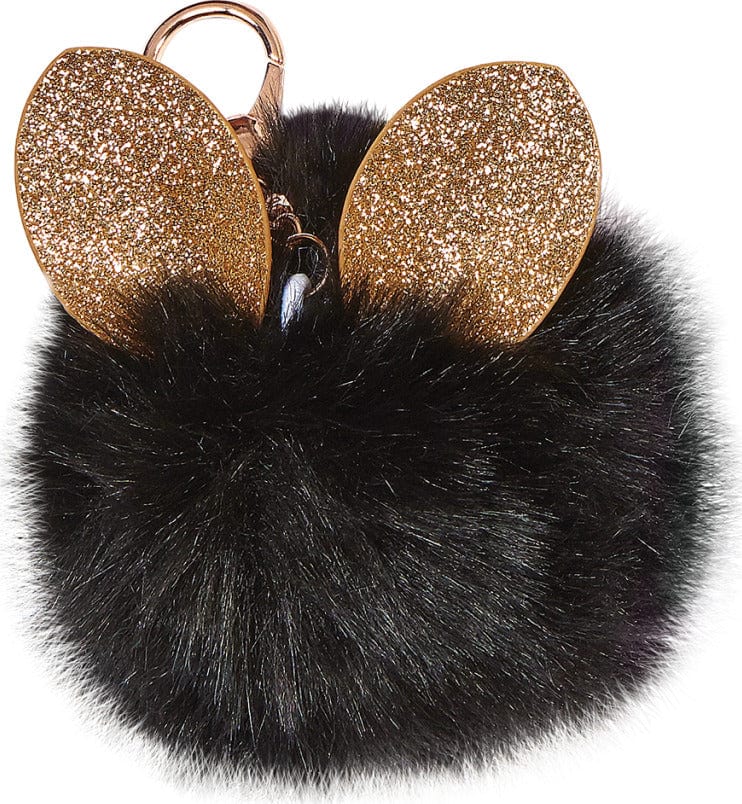 Glitter Ears Furry Pom-Pom Clip Black - Image 3