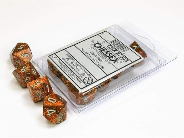 Glitter Gold Silver d10 set