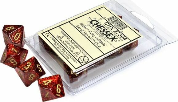 Glitter Ruby Red Gold d10 set - Image 2