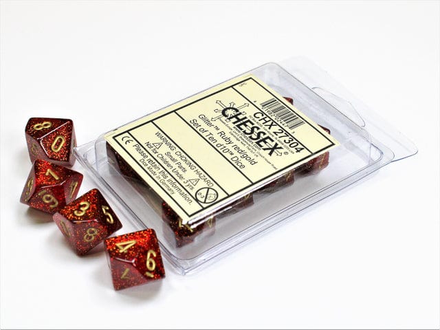 Glitter Ruby Red Gold d10 set - Image 3