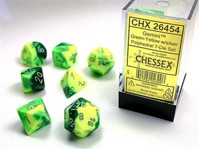Gemini Green-Yellow/silver Polyhedral 7-Die Set - Image 2
