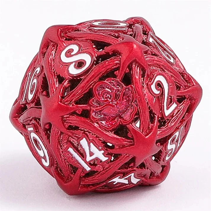Hollow Rose Polyhedral Metal Dice Set - Red - Image 2