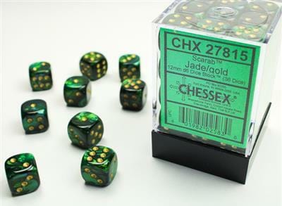 Scarab® 12mm D6 Jade/gold Dice Block™ (36 dice) - Image 6