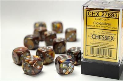Lustrous® 16mm D6 Gold/silver Dice Block™ (12 dice) - Image 3