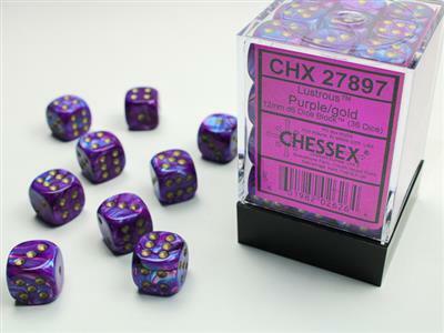 Lustrous® 12mm D6 Purple/gold Dice Block™ (36 dice) - Image 4