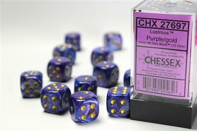 Lustrous® 16mm D6 Purple/gold Dice Block™ (12 dice) - Image 5