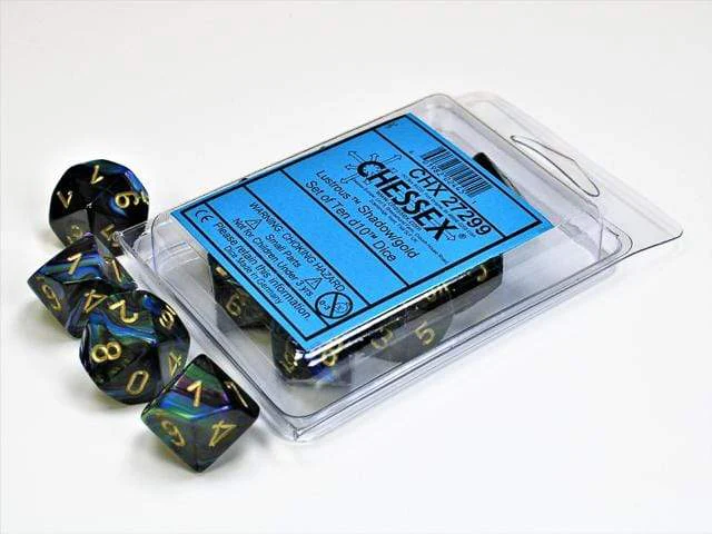 Lustrous Shadow Gold d10 set