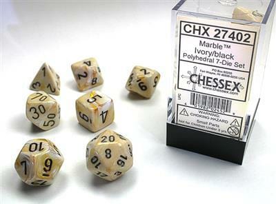 Marble Polyhedral Ivory/black 7-Die Set - Image 3