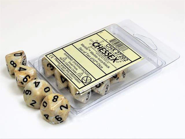 Marble Ivory Black d10 Set
